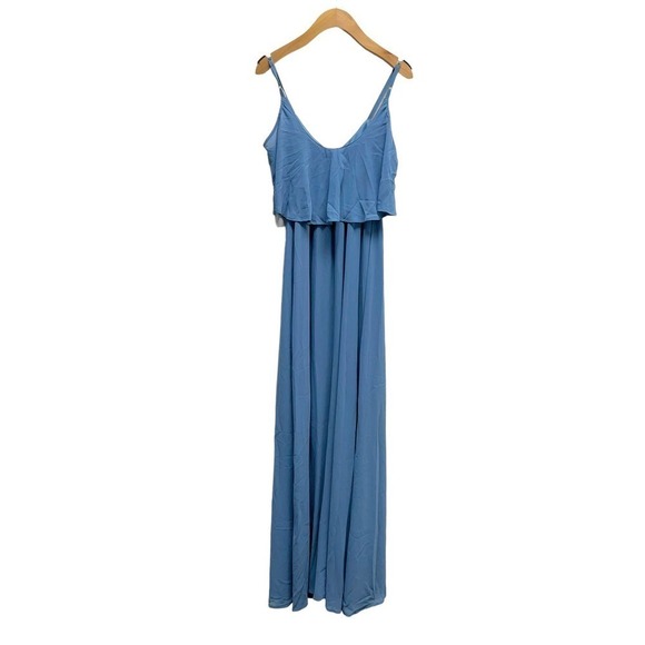 Show Me Your Mumu Caitlin Ruffle Maxi Dress Chiffon Blue - Picture 5 of 8